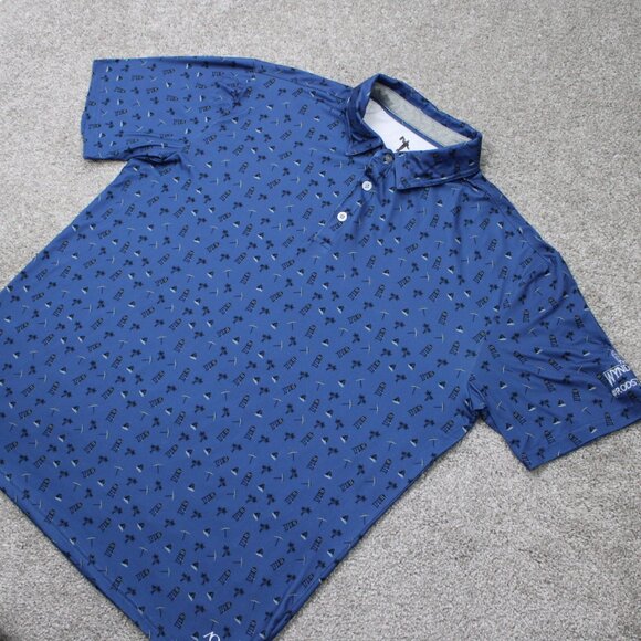 Anderson Ord AOP Polo Shirt Men Large Blue Beach All Over Print Poly Stretch S/S - Picture 3 of 16
